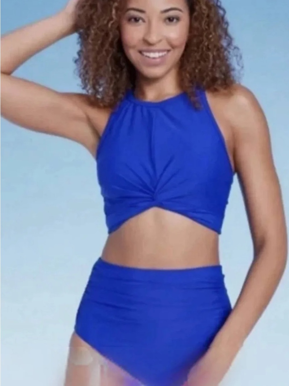 Shade & Shore Royal Blue High-Waist Bikini Bottoms
